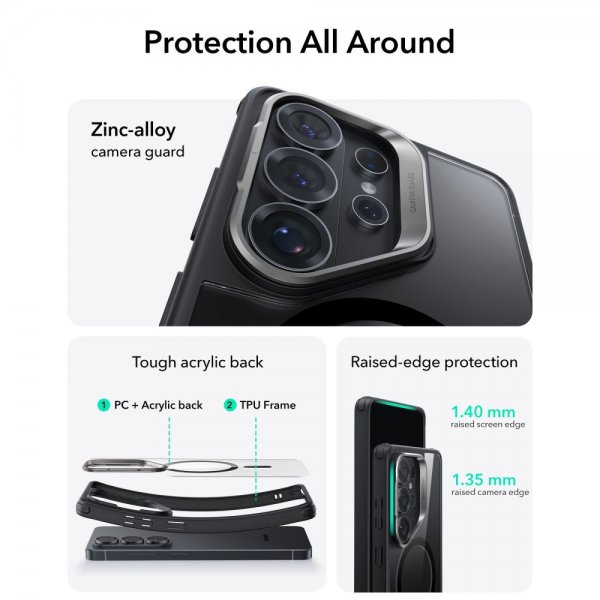 Samsung Galaxy S26 Ultra Kuori Classic Hybrid Kickstand MagSafe Musta Läpinäkyvä