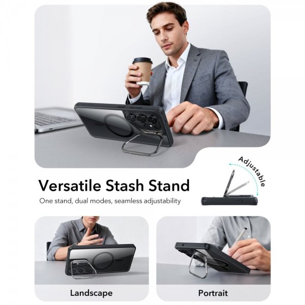 Samsung Galaxy S26 Ultra Kuori Classic Hybrid Kickstand MagSafe Musta Läpinäkyvä