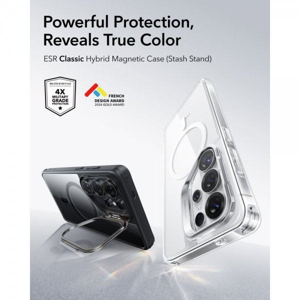 Samsung Galaxy S26 Ultra Kuori Classic Hybrid Kickstand MagSafe Musta Läpinäkyvä