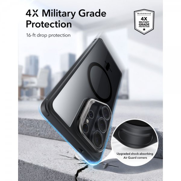 Samsung Galaxy S26 Ultra Kuori Classic Hybrid Kickstand MagSafe Musta Läpinäkyvä