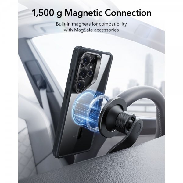 Samsung Galaxy S26 Ultra Kuori Classic Hybrid Kickstand MagSafe Musta Läpinäkyvä