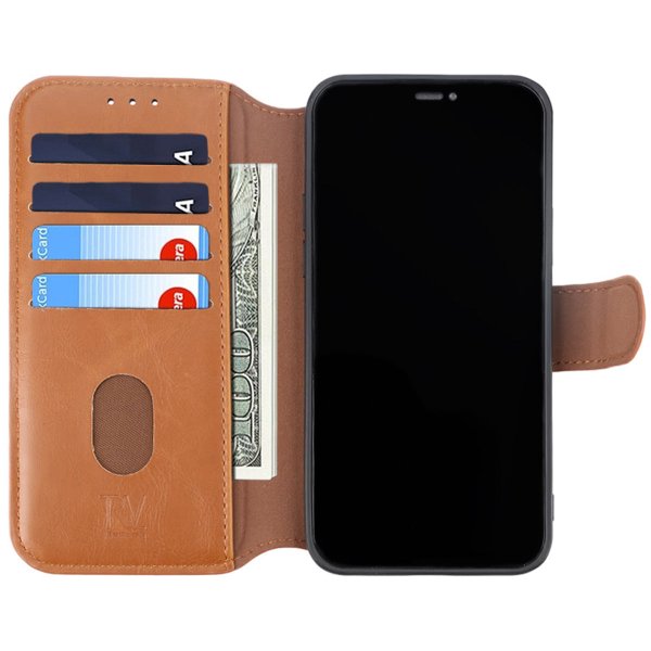 iPhone 12/iPhone 12 Pro Kotelo Ulostaitettava Korttikotelo Ruskea