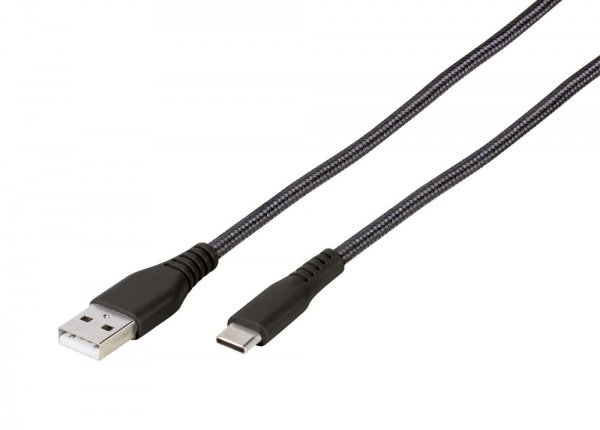 Kaapeli Longlife Braided USB-A/USB-C 1.5m Musta