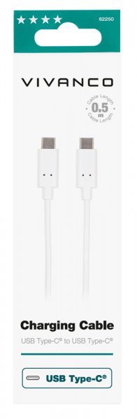 Kaapeli Charging Cable USB-C/USB-C 2.0 0.5m Valkoinen