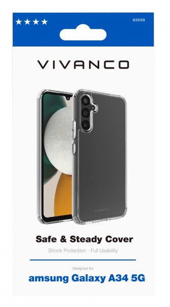 Samsung Galaxy A34 5G Kuori Safe & Steady Läpinäkyvä