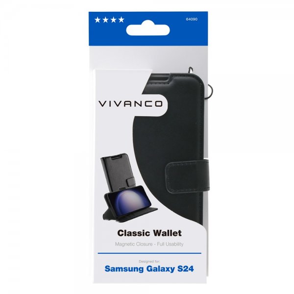 Samsung Galaxy S24 Kotelo Classic Wallet Musta