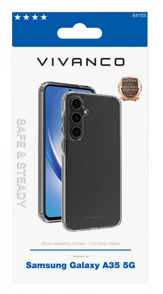 Samsung Galaxy A35 Kuori Safe & Steady Läpinäkyvä