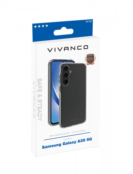 Samsung Galaxy A35 Kuori Safe & Steady Läpinäkyvä