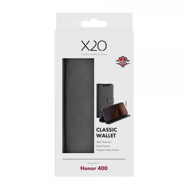Honor 400 Kotelo Classic Wallet Musta