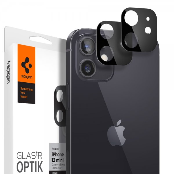 iPhone 12 Mini Kameralinsskydd GLAS.tR Optik 2-pack Svart