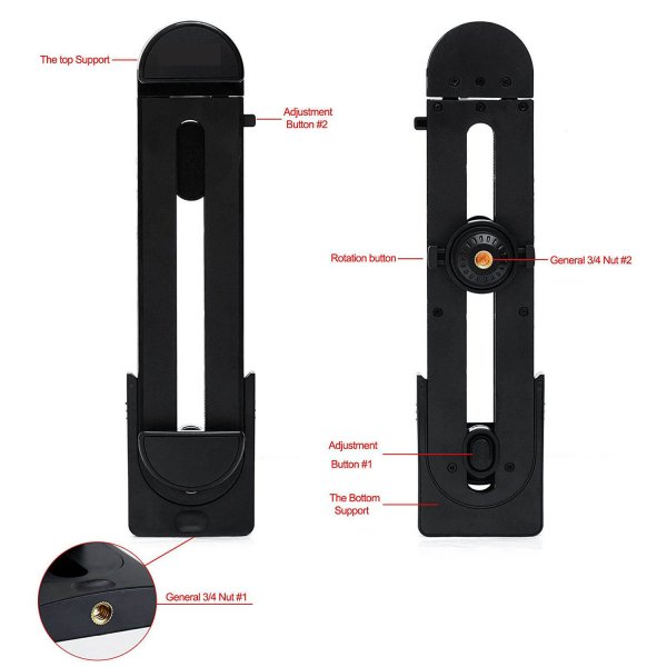 Tablettien pidike kamerajalusta valokuville 1/4 tuuman jalustakierre