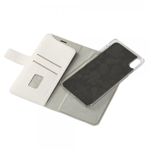 iPhone Xs Max Kotelo Fashion Edition Irrotettava Kuori Saffiano Valkoinen