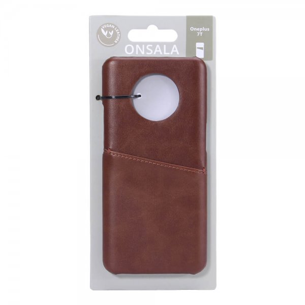 OnePlus 7T Kuori Korttitaskulla Ruskea