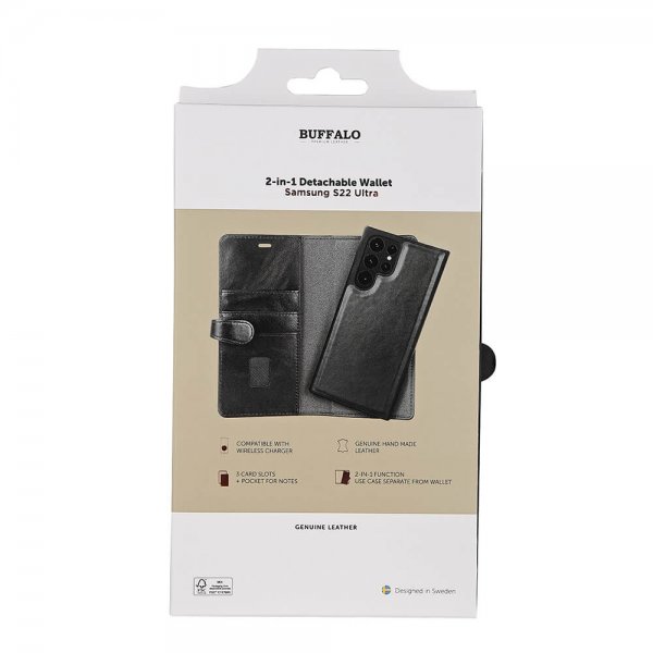 Samsung Galaxy S22 Ultra Kotelo 2-in-1 Detachable Wallet Musta