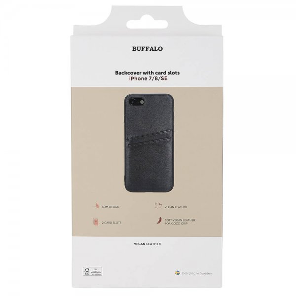 iPhone 7/8/SE Kuori Backcover with Card Slots Musta