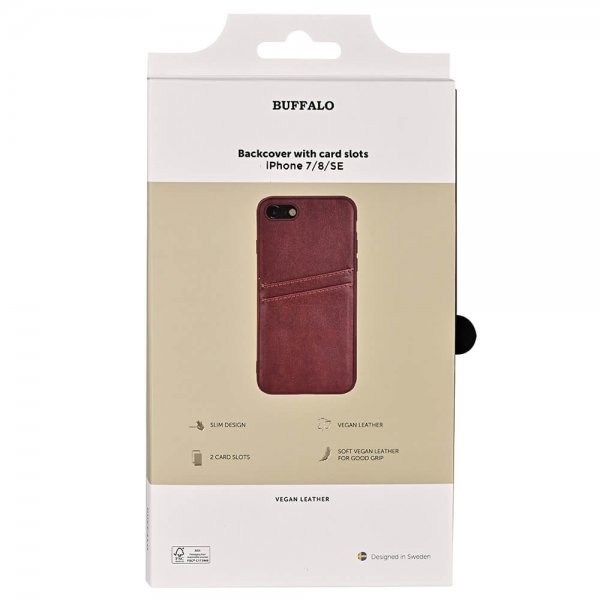 iPhone 7/8/SE Kuori Backcover with Card Slots Ruskea