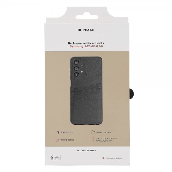 Samsung Galaxy A23 5G Kuori Backcover with Card Slots Musta