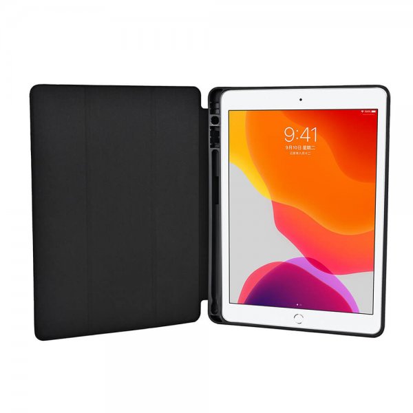 iPad 10.2 (gen 7/8/9) Kotelo Trifold Stand Folio Musta