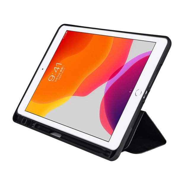iPad 10.2 (gen 7/8/9) Kotelo Trifold Stand Folio Musta
