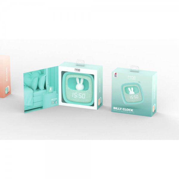 Herätyskello Nightlight Billy Clock Mint Green