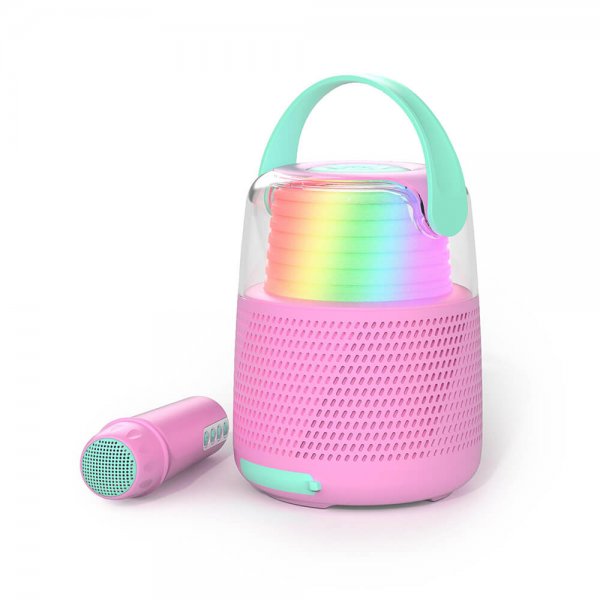 Kaiutin Karaoke Kit LED Vaaleanpunainen