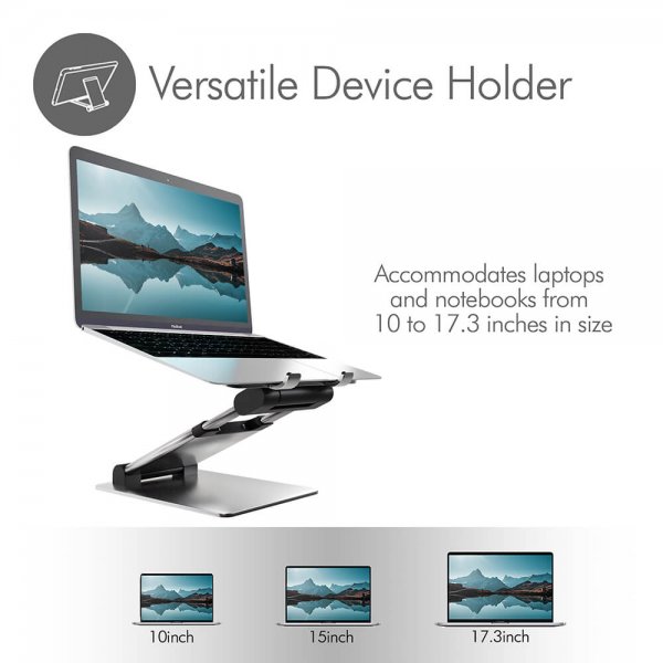 Korkealaatuinen kannettavatietokoneen teline Supreme Sit-Stand Aluminium