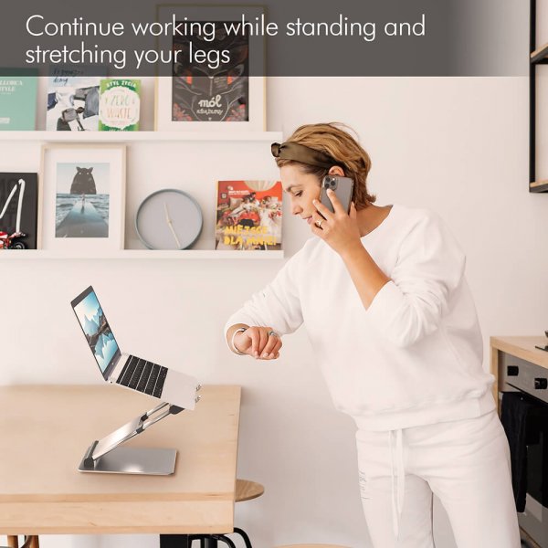 Korkealaatuinen kannettavatietokoneen teline Supreme Sit-Stand Aluminium