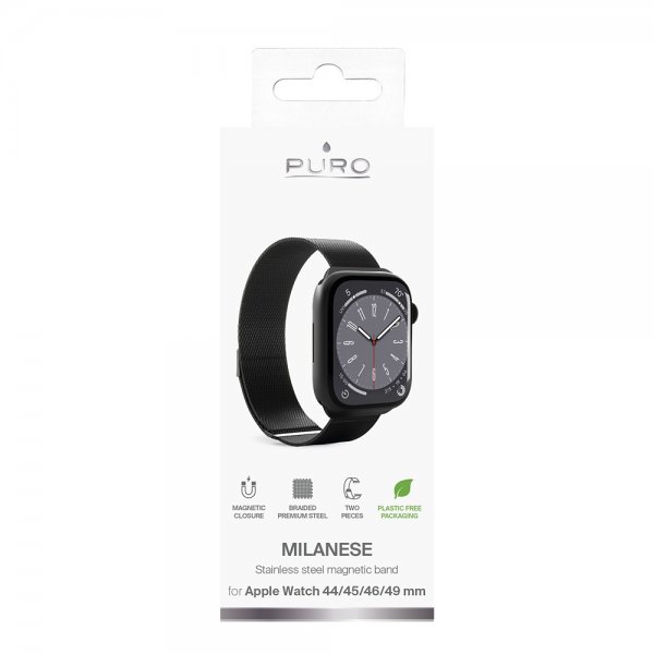 Apple Watch 44/45/46mm/Apple Watch Ultra Ranneke Milanese Musta