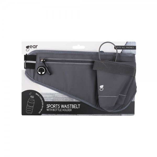 Urheilu Vyötärökotelo Premium 6" Harmaa tasku matkapuhelimelle ja vesipullolle