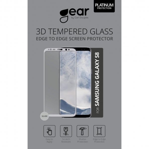 Samsung Galaxy S8 Näytönsuoja 3D Hopea