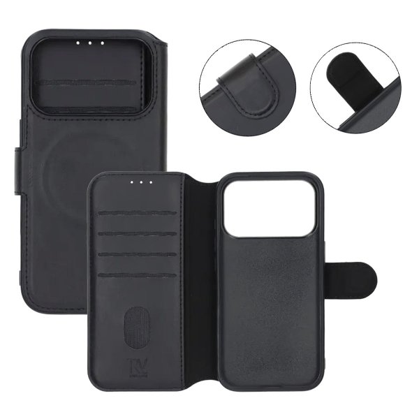 iPhone 17 Pro Kotelo 4 Korttitaskulla MagSafe Musta