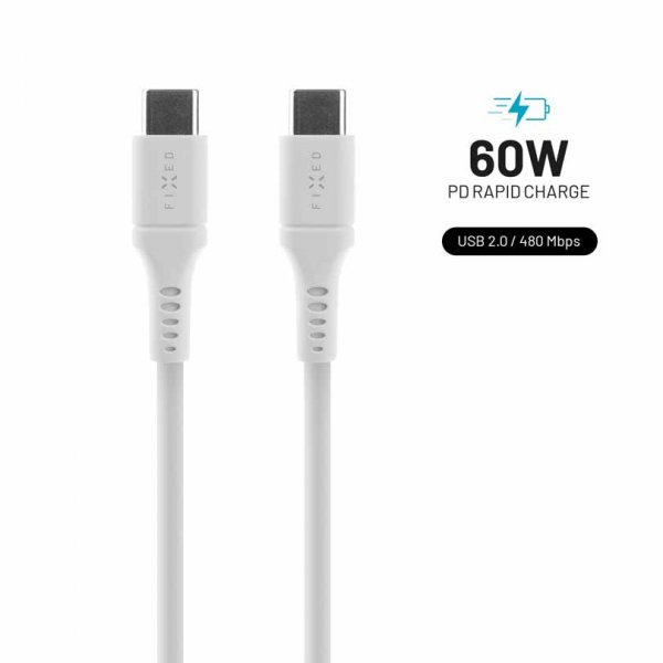 Kaapeli Liquid Silicone USB-C/USB-C 1.2m Valkoinen