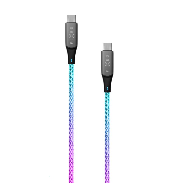 Kaapeli Glowing RGB LED USB-C till USB-C 1.2m