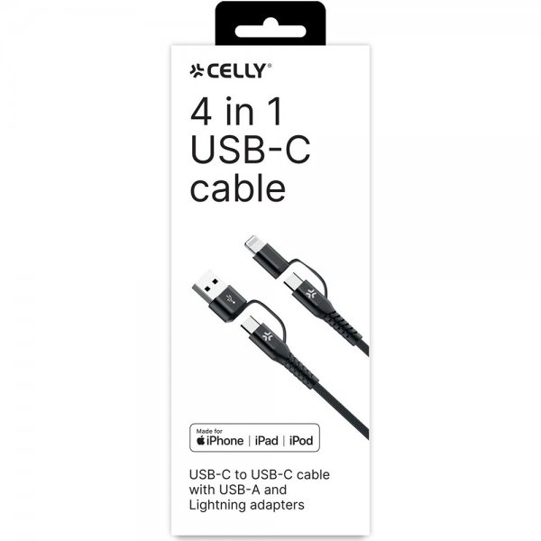 Kaapeli 4 in 1 USB-C/USB-A/Lightning Cable 60W 2m