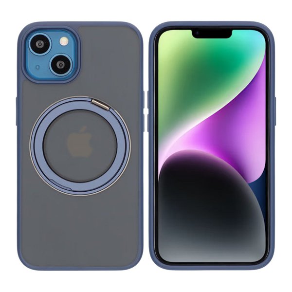 iPhone 13/iPhone 14 Kuori Kiertää Telinetoiminto Sininen