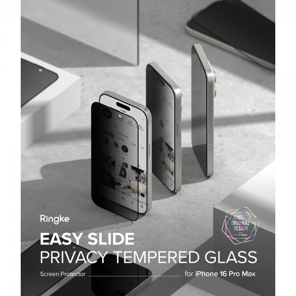 iPhone 16 Pro Max Näytönsuoja Easy Slide Privacy 2-pakkaus