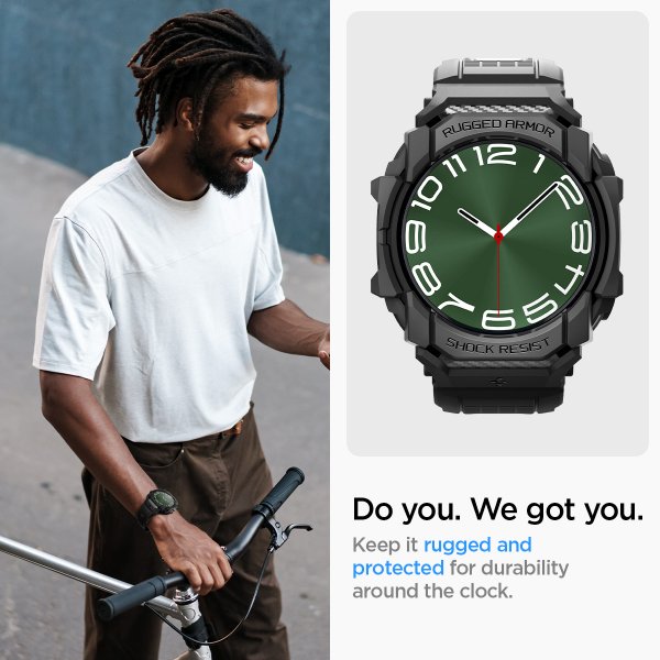 Samsung Galaxy Watch Ultra Ranneke ja kotelo Rugged Armour Pro Matte Black