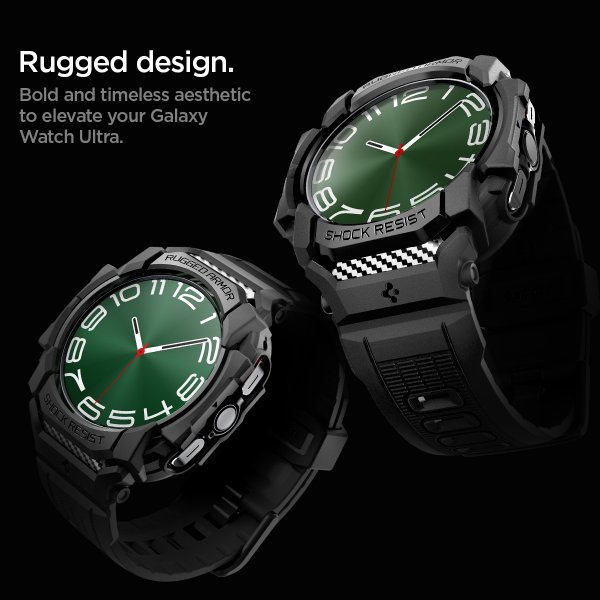Samsung Galaxy Watch Ultra Ranneke ja kotelo Rugged Armour Pro Matte Black