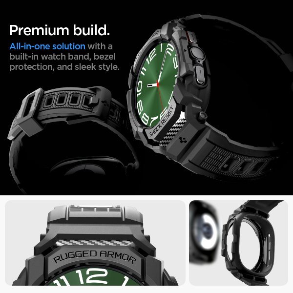 Samsung Galaxy Watch Ultra Ranneke ja kotelo Rugged Armour Pro Matte Black