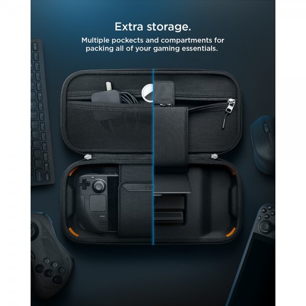 Steam Deck/Steam Deck OLED-laukku Rugged Armor Pro Pouch Musta