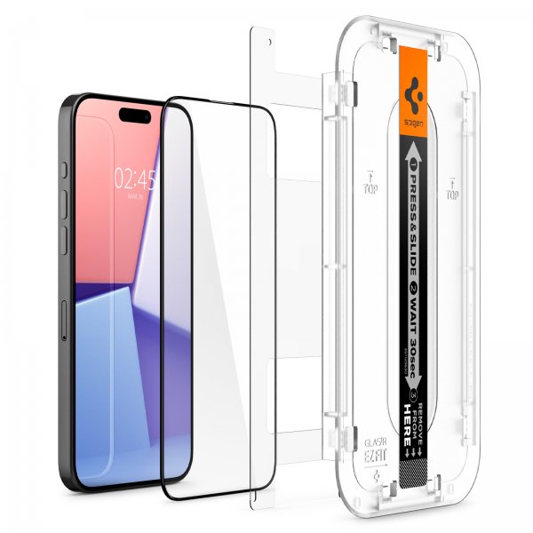 iPhone 15 Pro Max Näytönsuoja GLAS.tR EZ Fit FC Svart 2-pakkaus