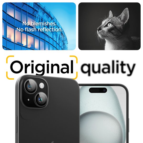 iPhone 14/15/14 Plus/15 Plus Kameran suoja GLAS.tR EZ Fit Optik Pro Crystal Clear 2-pakkaus