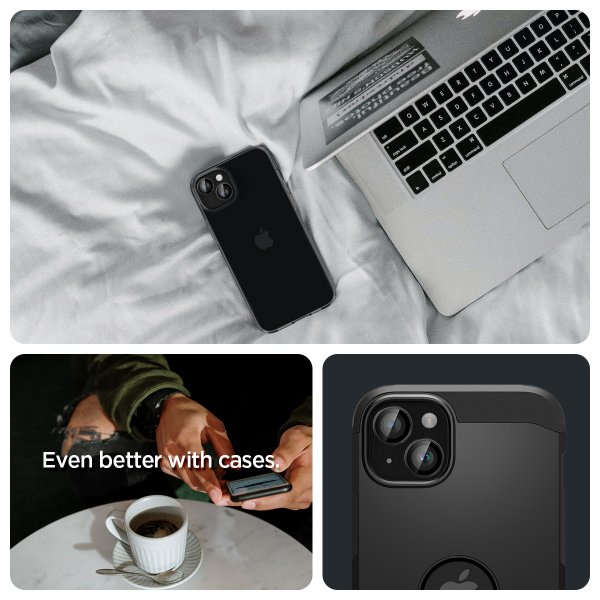 iPhone 14/15/14 Plus/15 Plus Kameran suoja GLAS.tR EZ Fit Optik Pro Crystal Clear 2-pakkaus