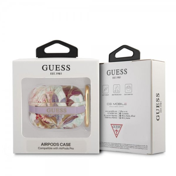 AirPods Pro Kuori Flower Print & Gold Hook Violetti