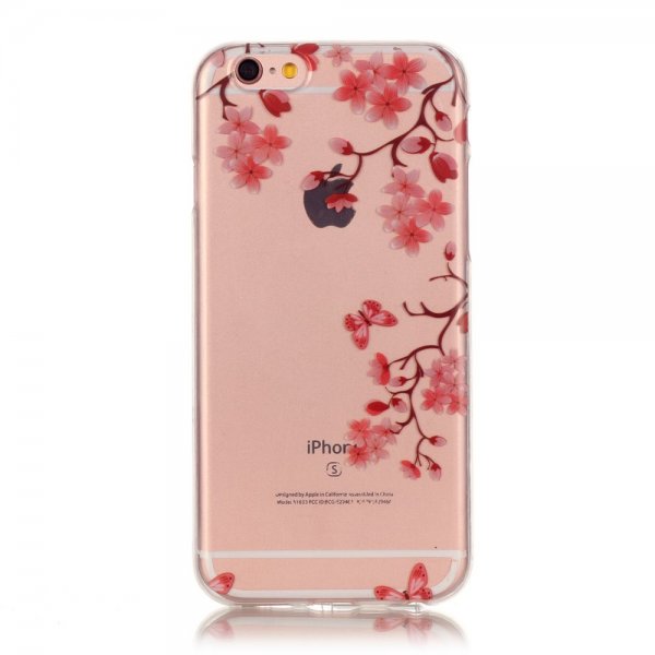Apple iPhone 6/6s Kuori Kirkas Kaunis Kukat Perhonen