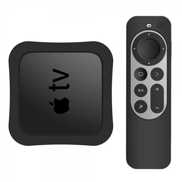 Apple TV 4K 2021/Apple TV Remote (gen 2) Kuori Silikoni Musta