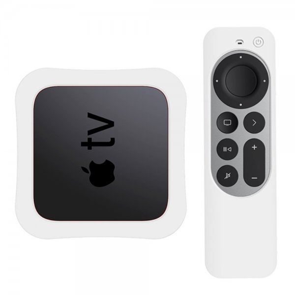 Apple TV 4K 2021/Apple TV Remote (gen 2) Kuori Silikoni Valkoinen
