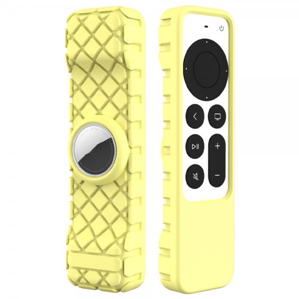Apple TV Remote (gen 2)/AirTag Kuori Neljäkäskuvio Keltainen