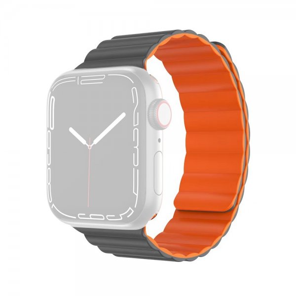Apple Watch 42/44/45mm/Apple Watch Ultra Ranneke Molan Series Oranssi Harmaa