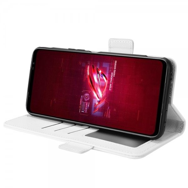 Asus ROG Phone 6/ROG Phone 6 Pro Kotelo Litchi Valkoinen